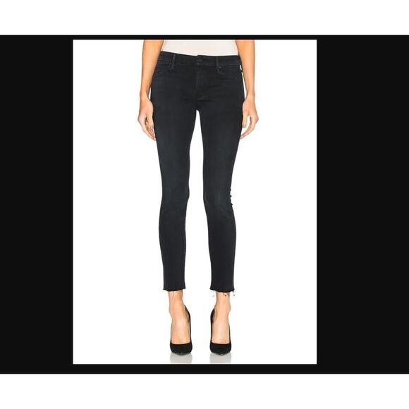 Mother Size 28 Black High Waist Looker Ankle Fray Slim Skinny Denim Jeans - Picture 2 of 10